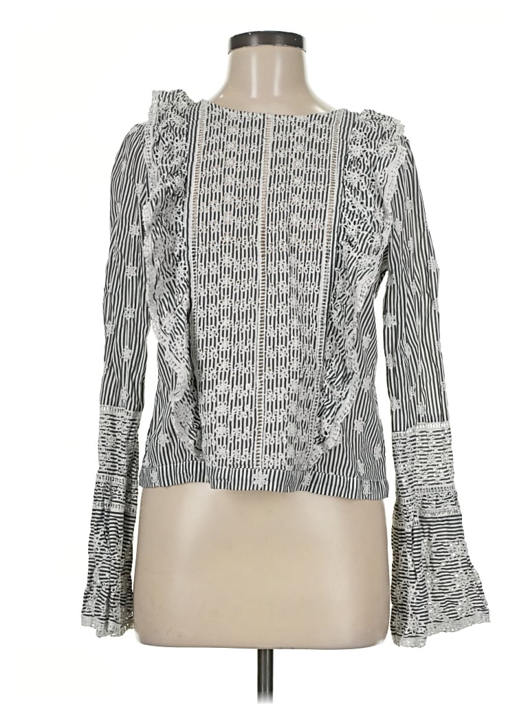 Pre-owned Willow & Clay Long Sleeve Blouse In Silver