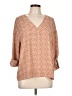 Worthington 100% Polyester Brown 3/4 Sleeve Blouse Size L - photo 1