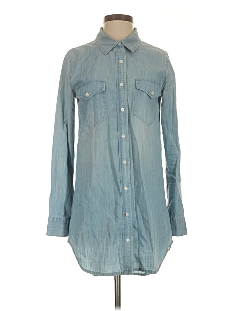 Pre-owned Volcom Long Sleeve Button Down Shirt In Blue