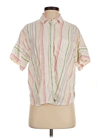 Madewell Linen-Blend Daily Shirt in Rainbow Stripe (view 1)