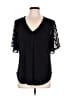 NY Collection Black Short Sleeve Blouse Size L - photo 1