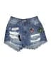 Missguided 100% Cotton Graphic Blue Denim Shorts Size 0 - photo 1