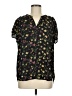 Pleione 100% Polyester Floral Black Short Sleeve Blouse Size M - photo 1