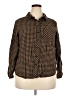 Roaman's Houndstooth Brown Long Sleeve Button-Down Shirt Size 18W - photo 1