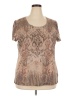 B.l.e.u. Brown Short Sleeve Blouse Size 2X - photo 1