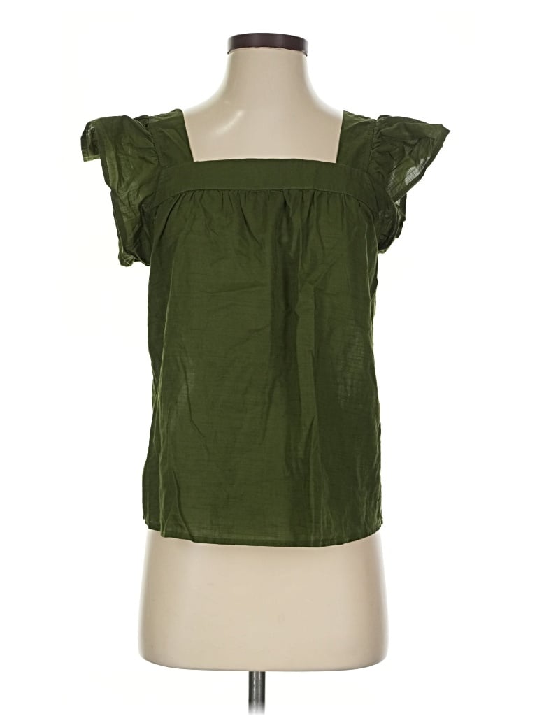 Pre-owned Modcloth Short Sleeve Top Green Square Neckline Tops