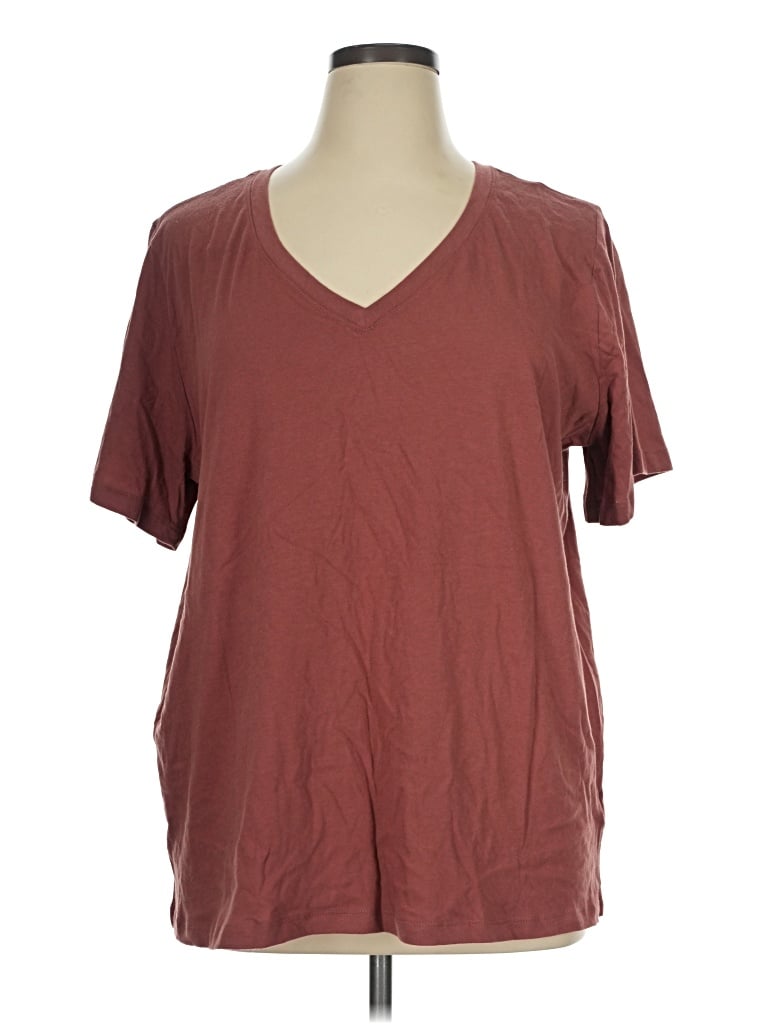 Pre-owned Ava & Viv Short Sleeve T-shirt In Burgundy
