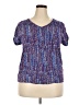 Attention 100% Viscose Rayon Blue Short Sleeve Blouse Size XXL - photo 1
