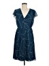 Ann Taylor 100% Polyester Graphic Blue Cocktail Dress Size 8 - photo 1