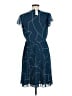 Ann Taylor 100% Polyester Graphic Blue Cocktail Dress Size 8 - photo 2