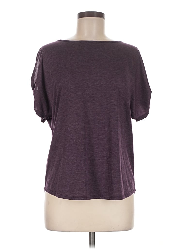 Pre-owned Colette Short Sleeve Top Purple Scoop Neck Tops