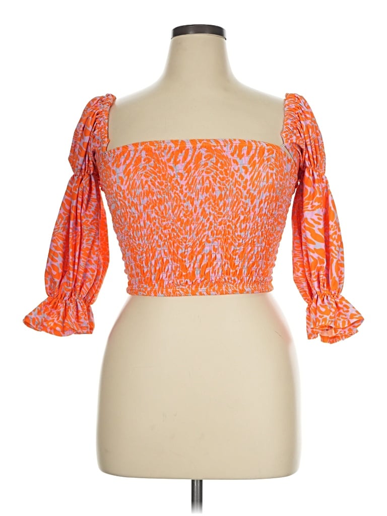Pre-owned Eloquii 3/4 Sleeve Blouse In Orange