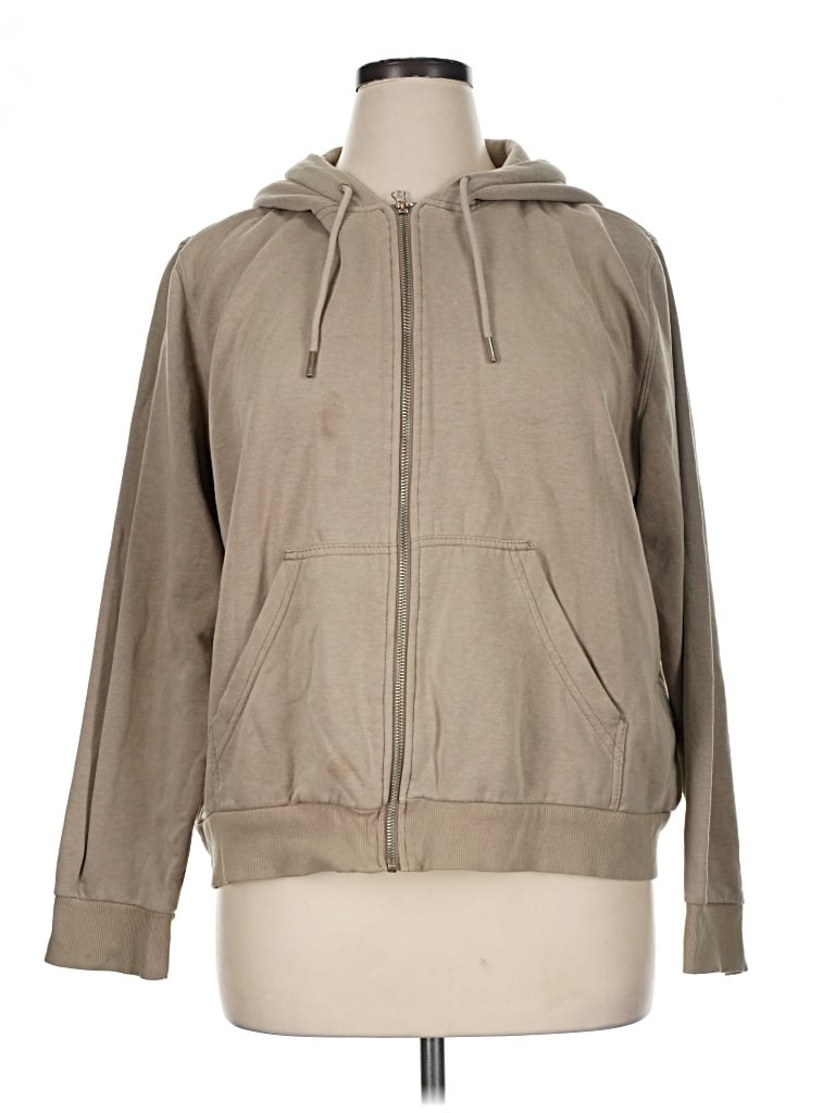 Pre-owned H&m Zip Up Hoodie In Tan