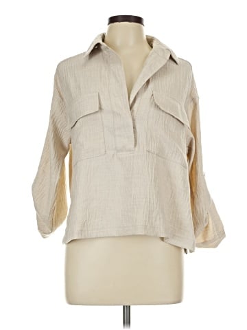 Max Studio 3/4 Sleeve Button-Down Shirt (view 1)