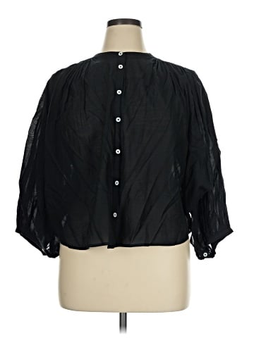 Madewell Shirred Crewneck Button-Up Top (view 1)