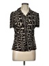 Worthington Animal Print Black Short Sleeve Blouse Size L - photo 1