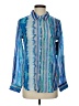 AP.NY Print Blue Long Sleeve Button-Down Shirt Size XS - photo 1