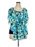 Cha Cha Vente Blue Short Sleeve Blouse Size 2X - photo 1