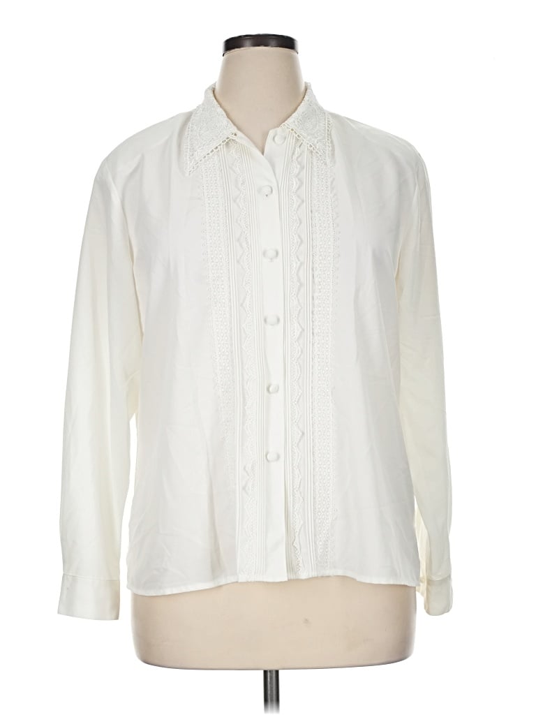 Pre-owned Notations Long Sleeve Blouse In Ivory
