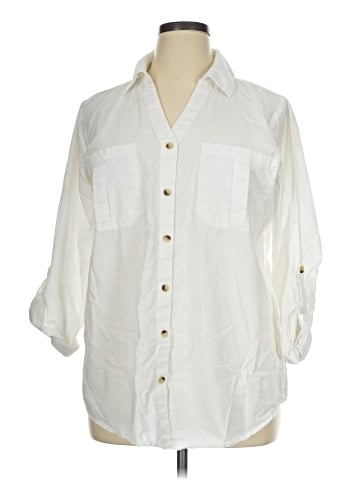 Ashley Stewart 3/4 Sleeve Button-Down Shirt (view 1)