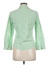 Theory 100% Cotton Stripes Green 3/4 Sleeve Button-Down Shirt Size M - photo 2