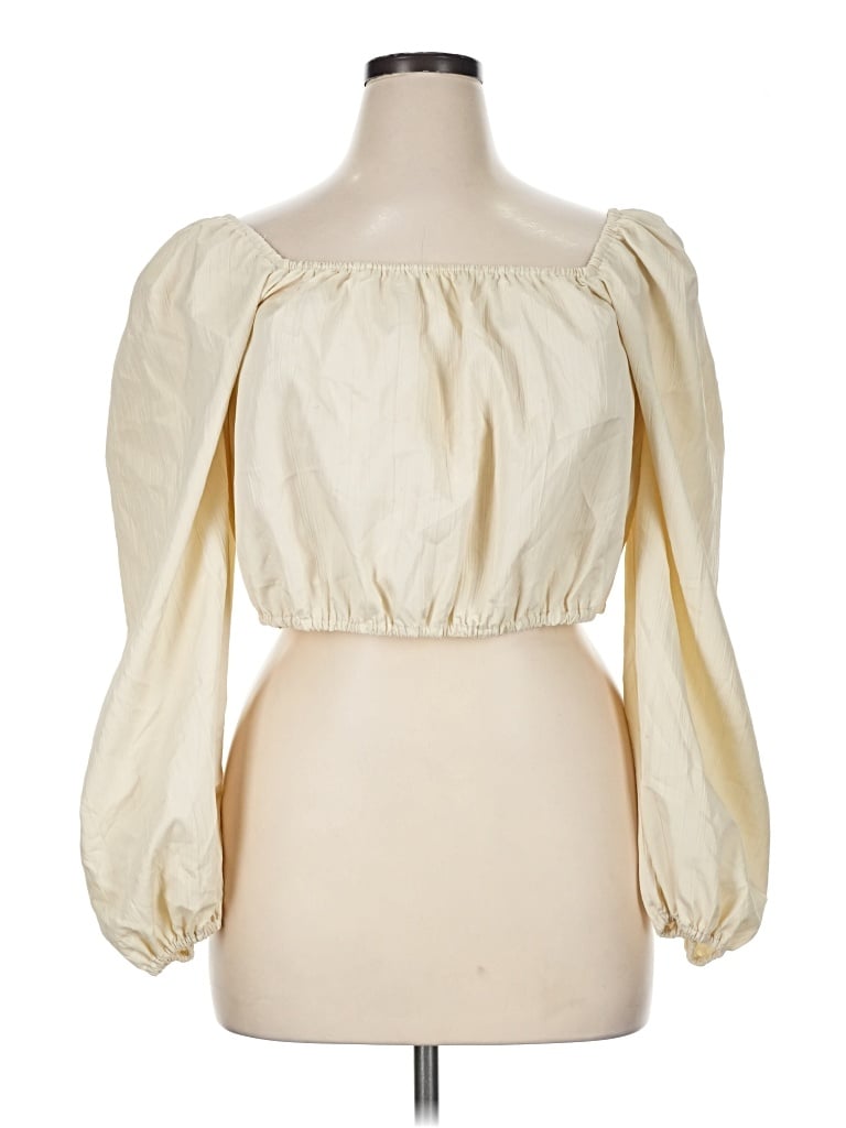 Pre-owned Eloquii 3/4 Sleeve Blouse In Ivory