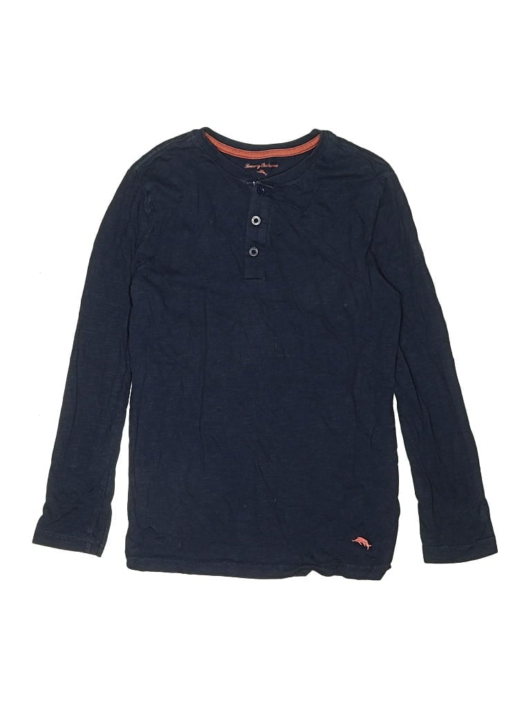Pre-owned Tommy Bahama Kids' Long Sleeve Henley Shirt In Blue