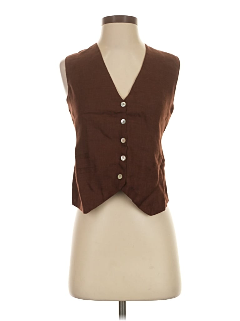Pre-owned Assorted Brands Tank Top Brown Plunge Neckline Tops