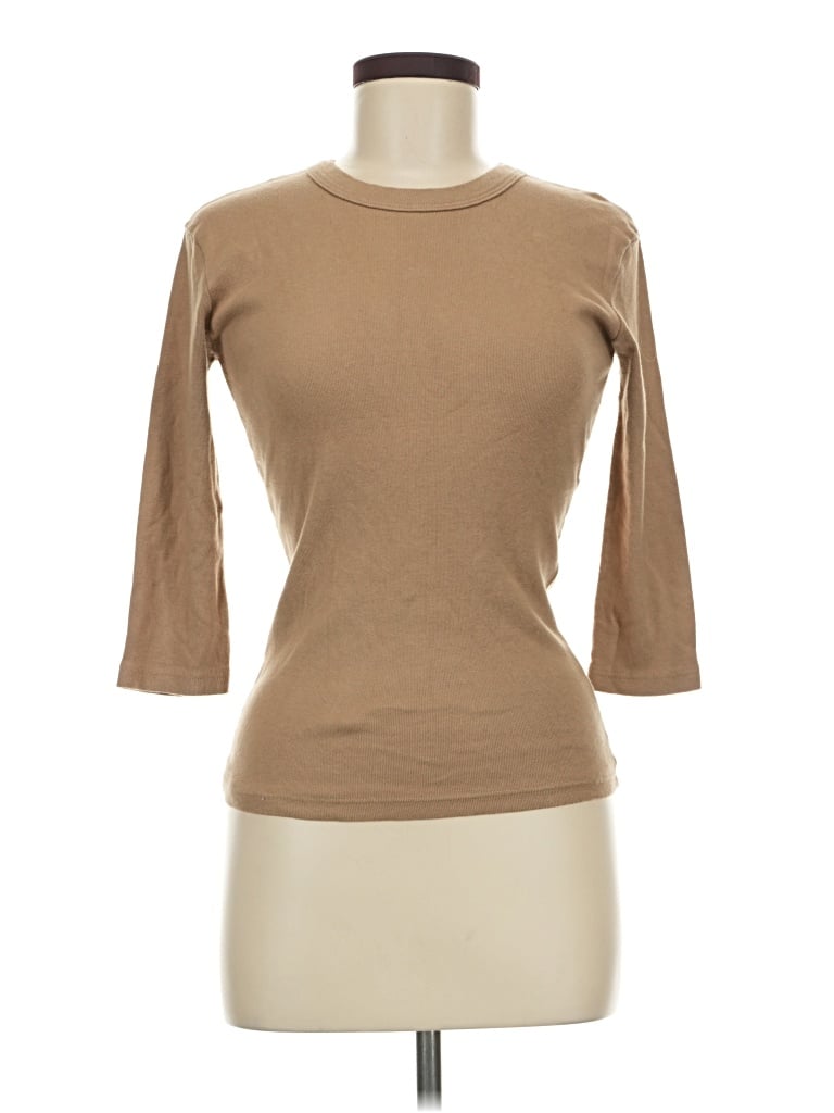 Pre-owned Michael Stars 3/4 Sleeve T-shirt In Tan