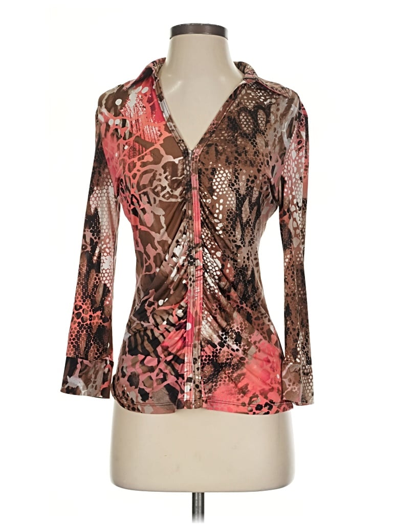 Pre-owned Caché 3/4 Sleeve Blouse In Brown
