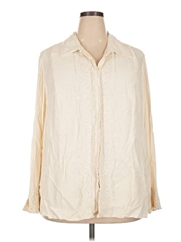 Bob Mackie Long Sleeve Silk Top (view 1)