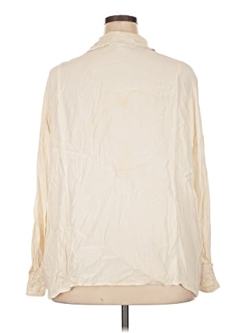 Bob Mackie Long Sleeve Silk Top (view 2)