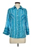 Chico's Stripes Blue 3/4 Sleeve Button-Down Shirt Size Med (1) - photo 1
