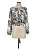BCBGMAXAZRIA Floral Paisley Gray Silver Long Sleeve Blouse Size S - photo 1