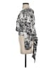 BCBGMAXAZRIA Floral Paisley Gray Silver Long Sleeve Blouse Size S - photo 5
