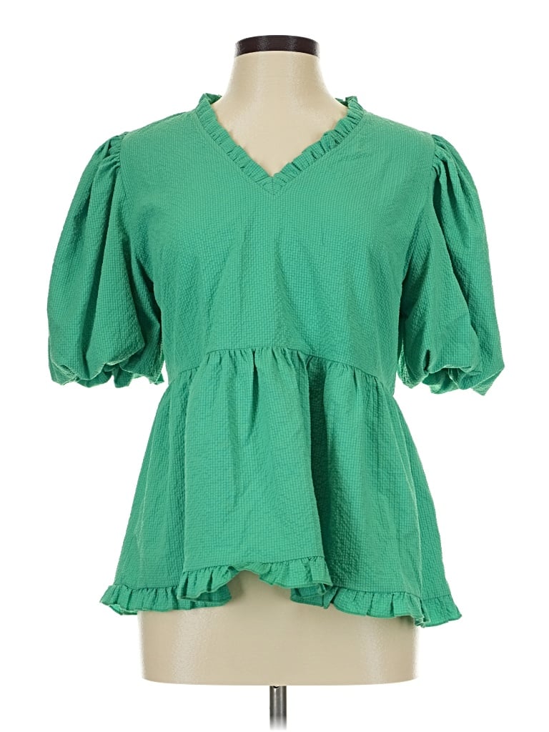 Pre-owned Jodifl Short Sleeve Blouse In Green