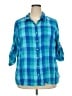 St. John's Bay 100% Cotton Plaid Teal 3/4 Sleeve Button-Down Shirt Size 2X - photo 1