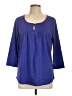 L.L.Bean 100% Supima Cotton Blue 3/4 Sleeve Blouse Size L - photo 1