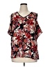 Bobeau Floral Black Short Sleeve Blouse Size XL - photo 1