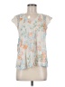 Tiny 100% Rayon Floral Ivory Blue Sleeveless Blouse Size M - photo 1