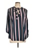 Torrid 100% Polyester Stripes Teal 3/4 Sleeve Blouse Size Lg Plus (0) - photo 1