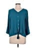 Chico's 100% Polyester Teal 3/4 Sleeve Blouse Size Med (1) - photo 1