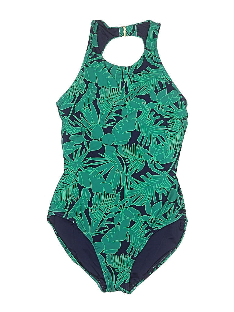 Pre-owned Lands' End One Piece Swimsuit In Green