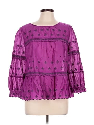 Kaari Blue 3/4 Sleeve Blouse (view 1)