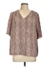 Worthington 100% Polyester Brown Short Sleeve Blouse Size L - photo 1