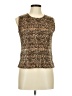 Plisse 100% Polyester Brown Sleeveless Top Size M - photo 1