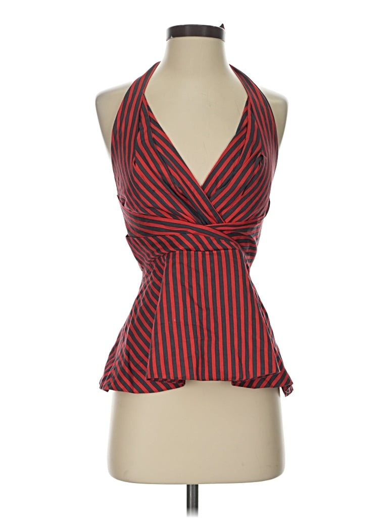 Pre-owned Odille Halter Top Red Plunge Neckline Tops