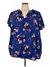 Torrid 100% Polyester Floral Blue Short Sleeve Blouse Size 4X Plus (4) - photo 1