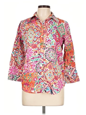 Lauren by Ralph Lauren 3/4 Sleeve Button-Down Shirt (view 1)