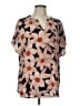 CAbi 100% Polyester Brown Short Sleeve Blouse Size L - photo 1